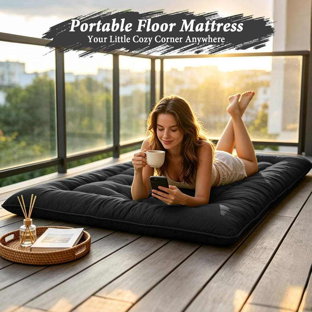 DAICO Japanese Floor Mattress, 4'' Thick Foldable Futon Mattress Full Size