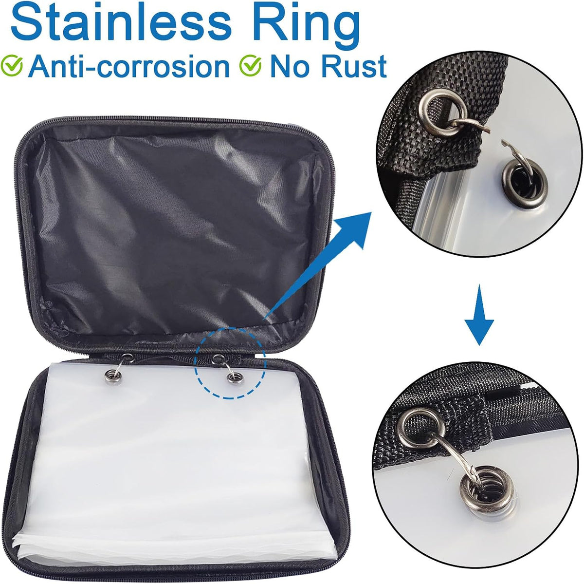 Aventik Fishing Tackle Binder Hard EVA Shell Cover Fishing Bait Organized Storage Saltwater Resistant Fishing Tackle Storage Bag(black)