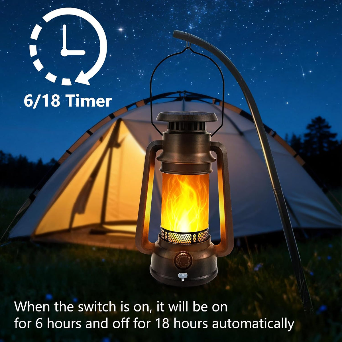 Toodour Solar Lantern Outdoor Lights, 2 Pack Vintage Solar Camping Lantern