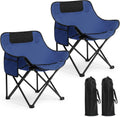 2 Pack Folding Camping Chairs Portable, Blue, Solid Color