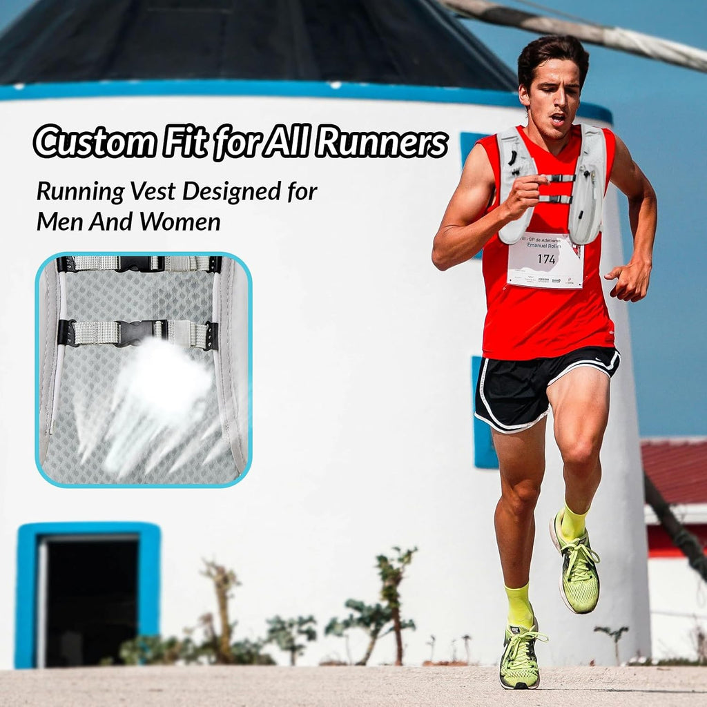 Runlight Running Vest for Women Men, Adjustable Hydration Backpack Breathable Reflective with 1.5L Water Bladder for Hiking, Trail, Running, Marathons, Cycling