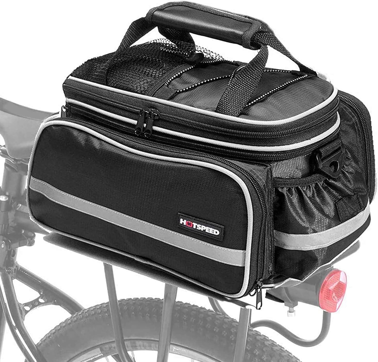 Homa Rear Seat Trunk Bag, Waterproof Multi Function Bicycle Panniers Bike Rear Bag Carrying Luggage Package Rack Panniers with Rainproof Cover (Black)