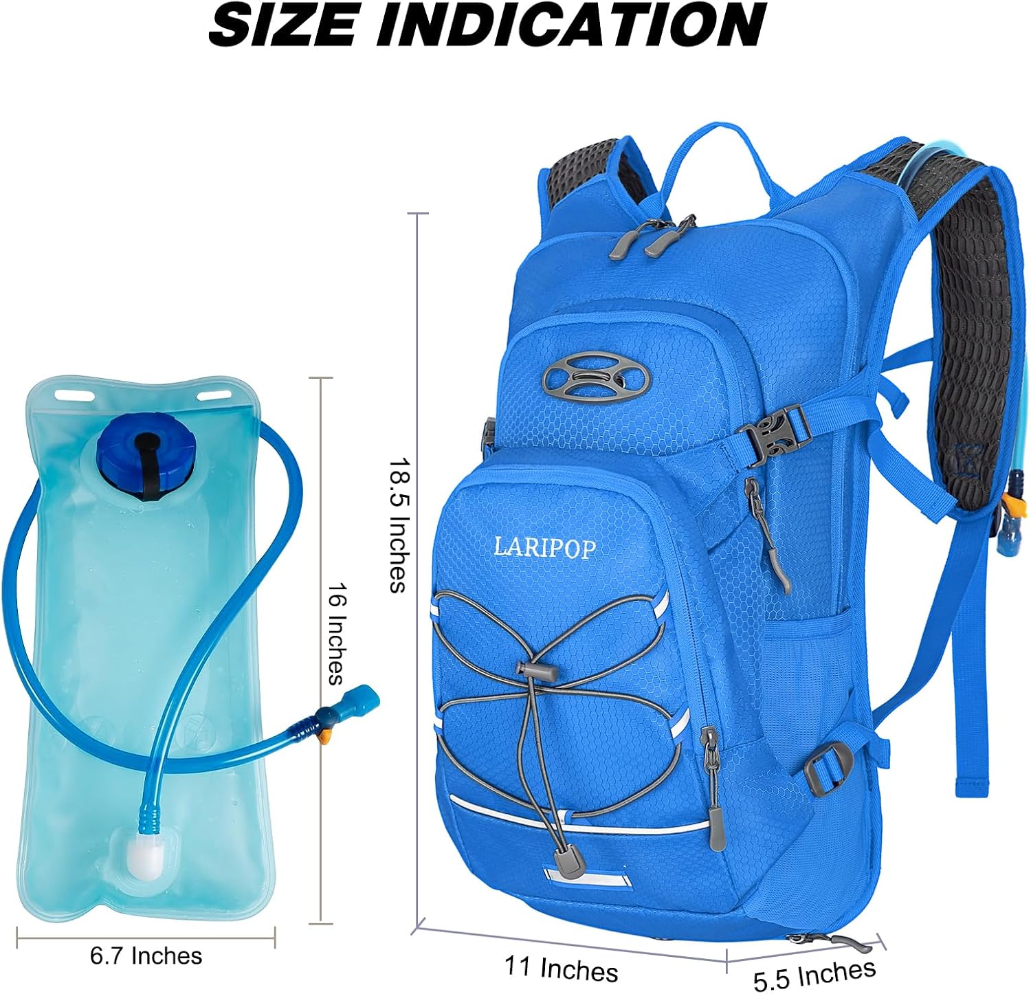 LARIPOP 18L Hydration Backpack with 2L Leak-Proof Water Bladder for Hiking Cycling Running Men Women