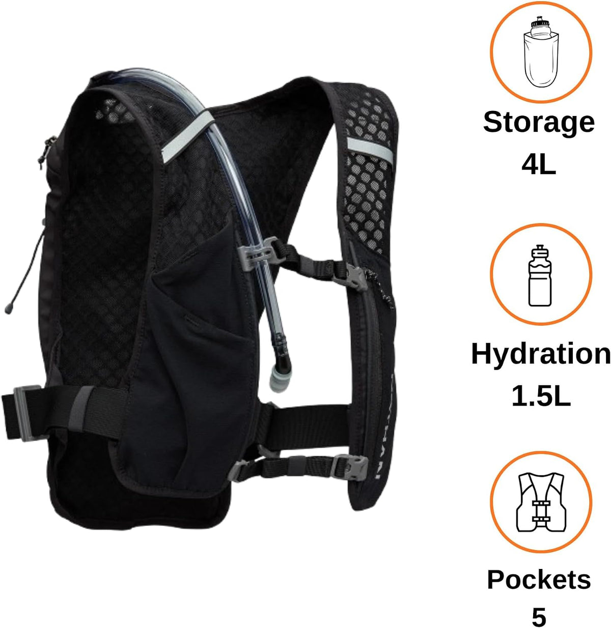 Nathan QuickStart Hydration Pack Vest with Bladder or flasks, Storage Pockets, Breathable Moisture-Wicking Fabric, Adjustable Straps for Running, Hiking, Walking, Marathons, Obstacle Races