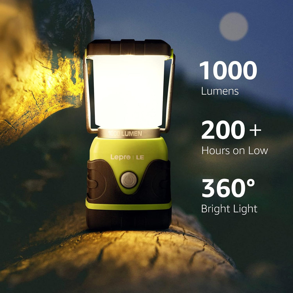 Lepro 1000LM Battery Powered LED Camping Lantern with 4 Light Modes, Green