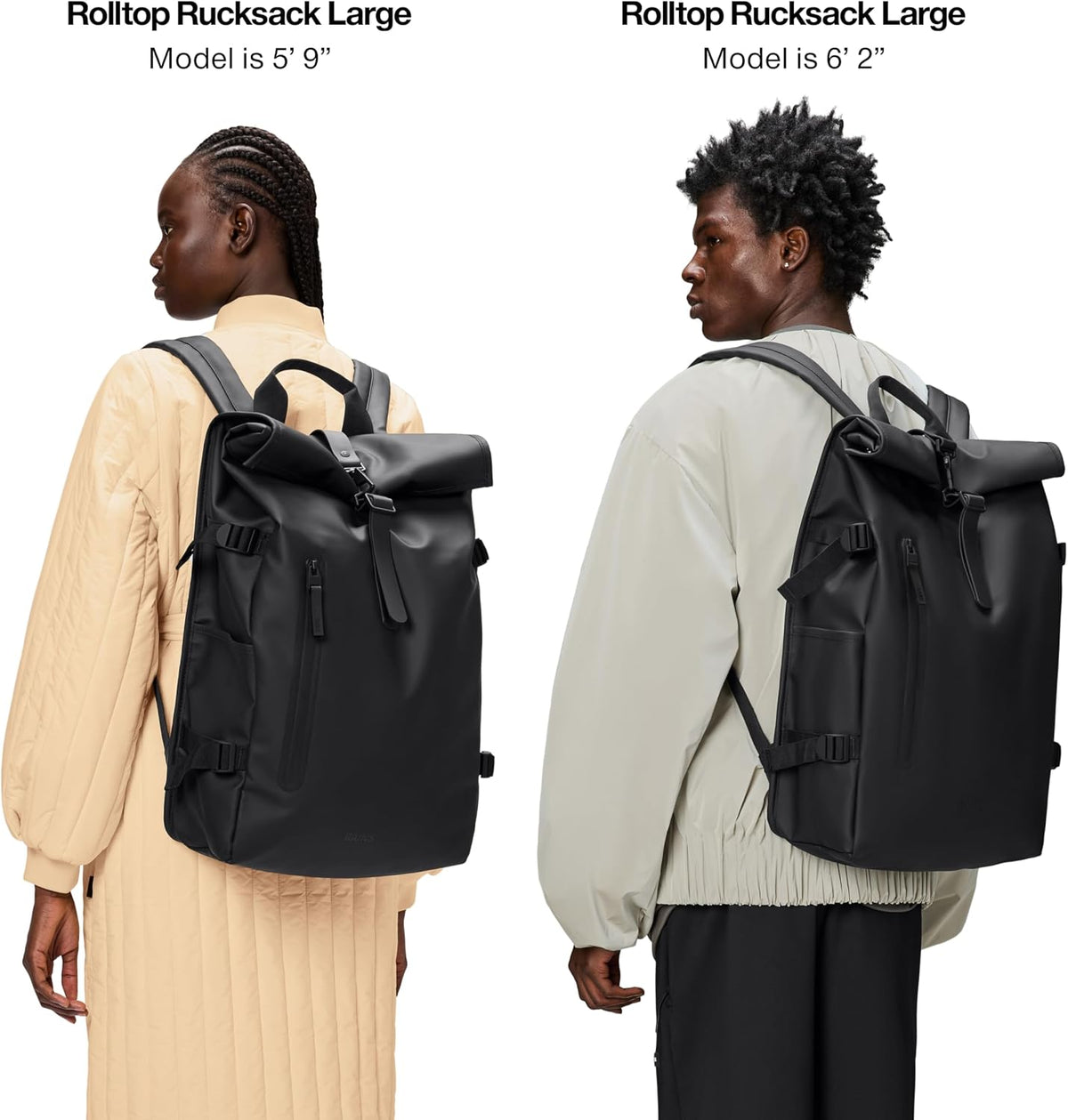 RAINS Rolltop Rucksack Large Waterproof Laptop Backpack for Men, Commuter