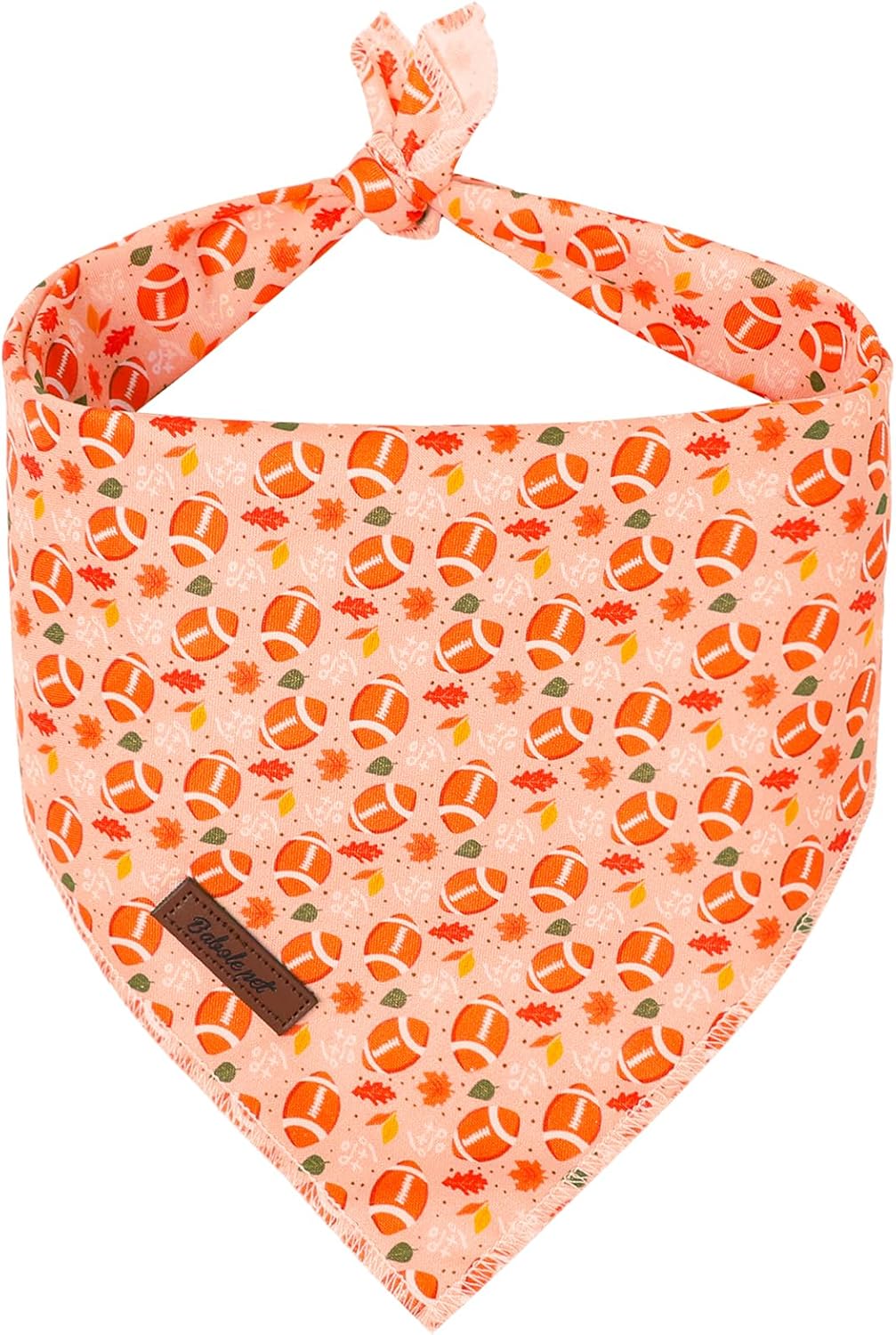 Fall Dog Bandanas Girl Boy American Football Cotton Washable Comfortable Triangle Dog Scarf Adjustable Pet Bib Kerchief for Small Medium Large Dogs L