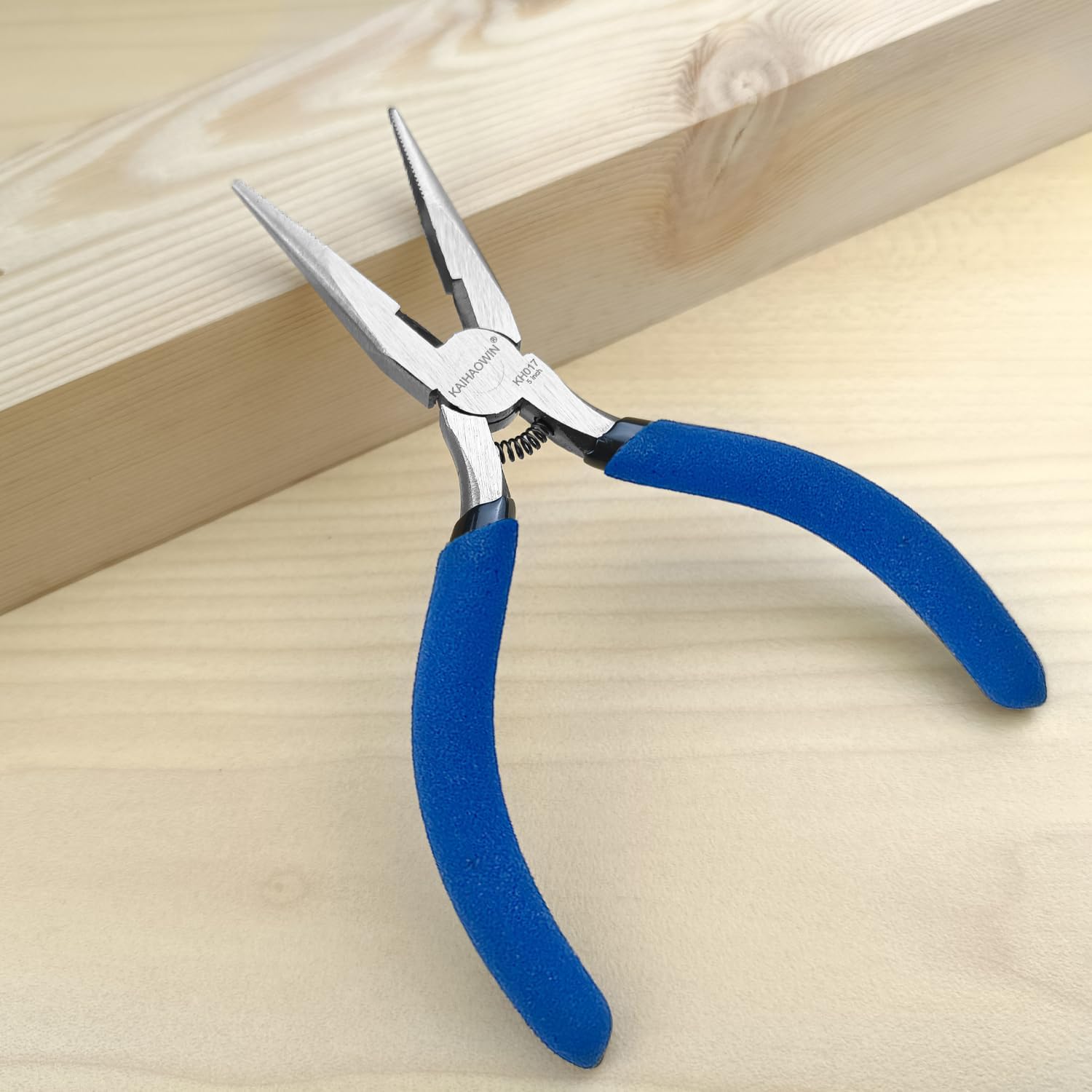 KAIHAOWIN 5" Mini Needle Nose Pliers - 5 Pack, Precision Small Long Nose Pliers for Jewelry Making & Wire Cutting, Spring Loaded Thin Needle Nose Pliers Set, Rustless High Carbon Steel