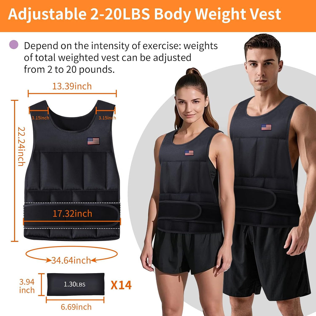Wolliwa Adjustable Weighted Vest for Men Women,2-30 Lbs Adjustable Weighted Vest with Straps Womens Running Weight Vest for Walking Strength Training Fitness