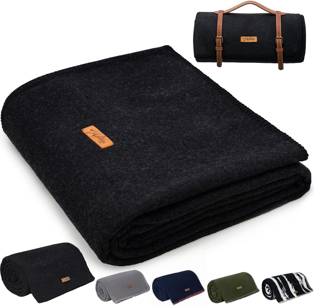 Molithe 100% Wool Blanket, 62" x 48", Warm, Thick, Military, Camping Gear