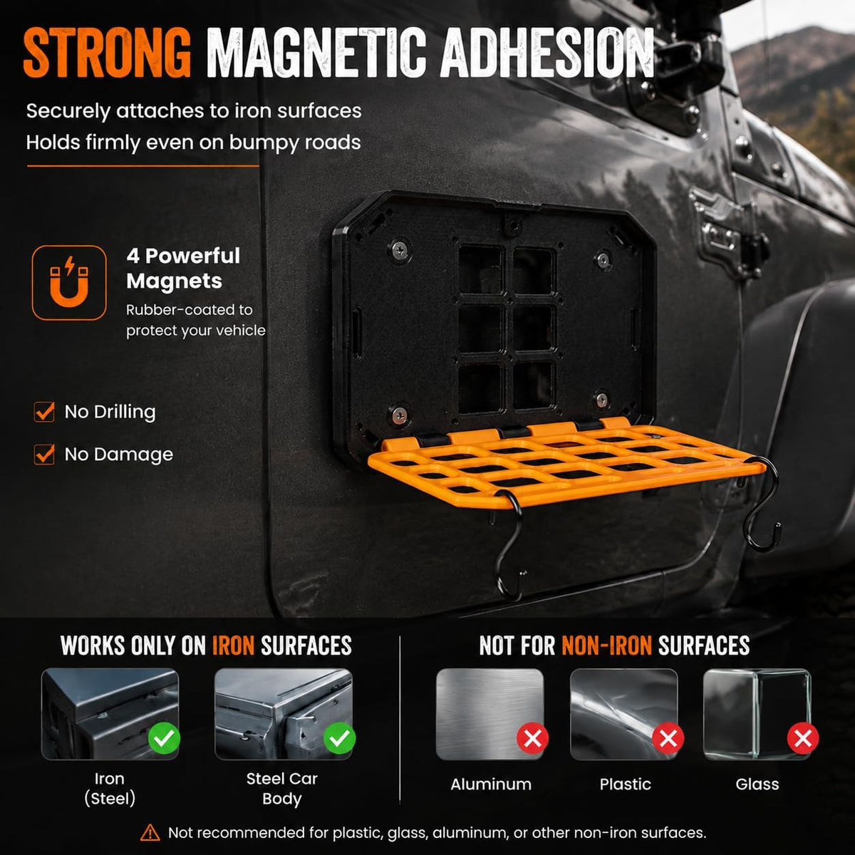 MOLLE Folding Table for Vehicle - Powerful Magnetic Mount (A)