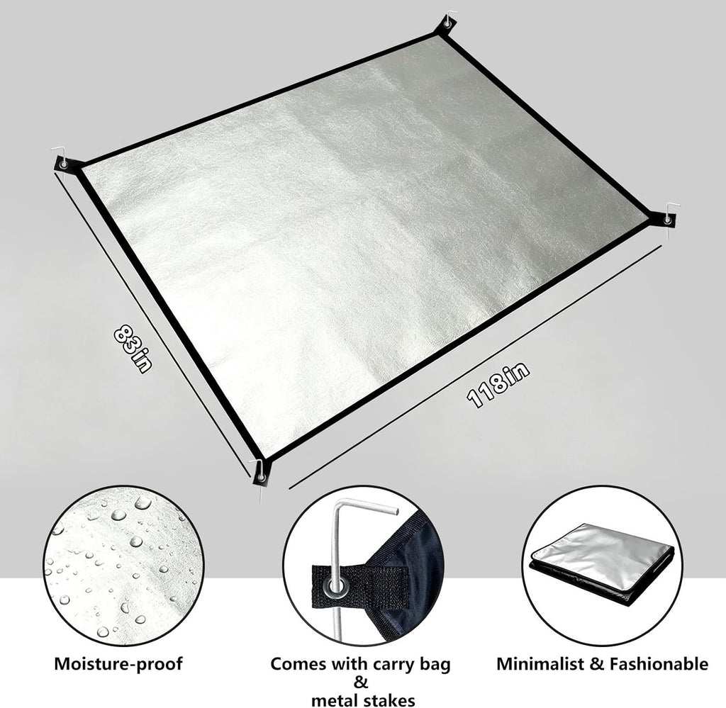 Extra Large Waterproof White Picnic Blanket, 118 x 71 in, Waffle Weave
