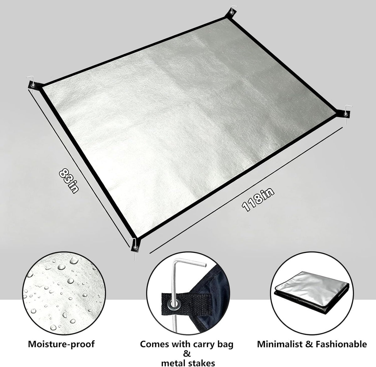 Extra Large Waterproof White Picnic Blanket, 118 x 71 in, Waffle Weave
