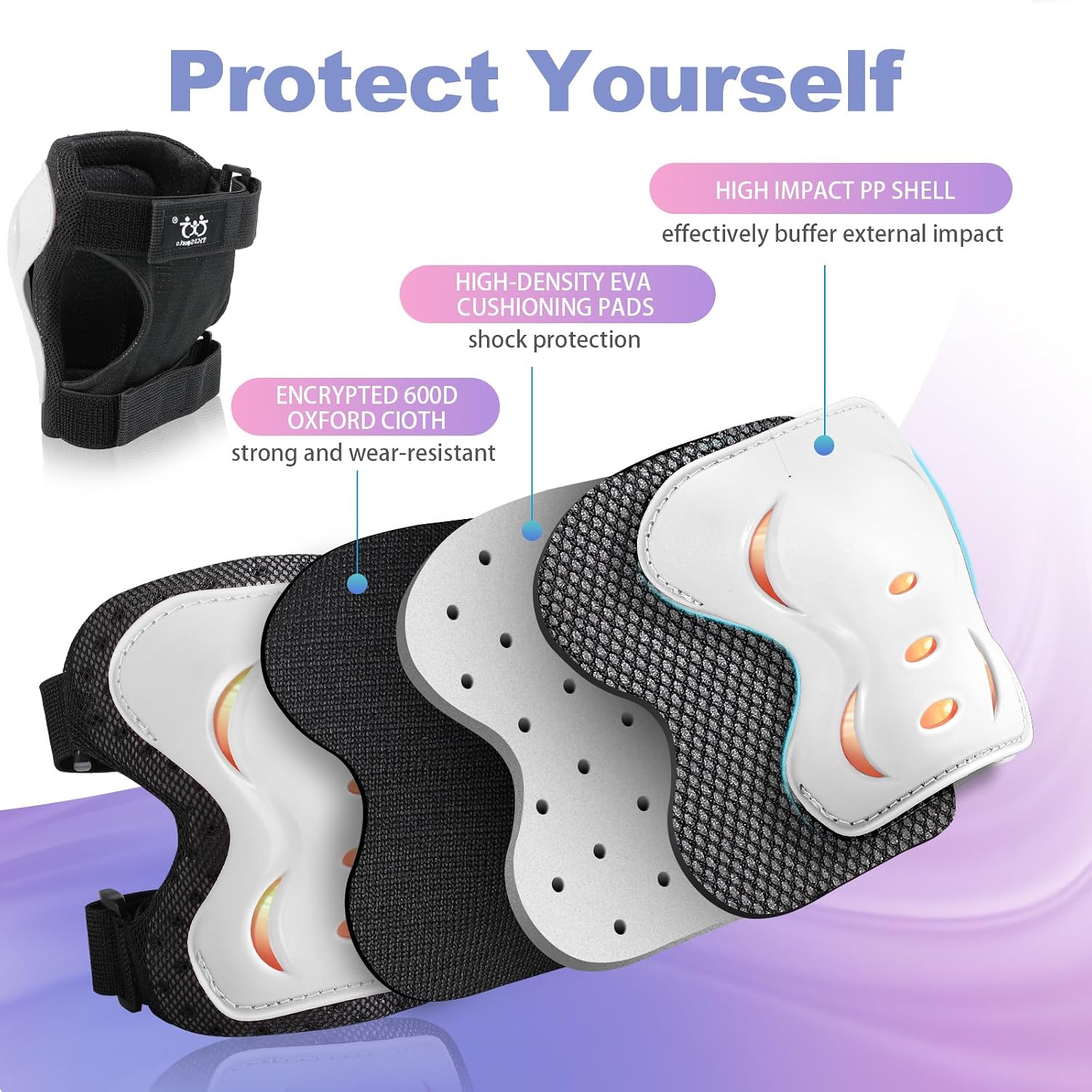 Kids Youth Adult Protective Gear Set Adjustable Knee Elbow Wrist Guards