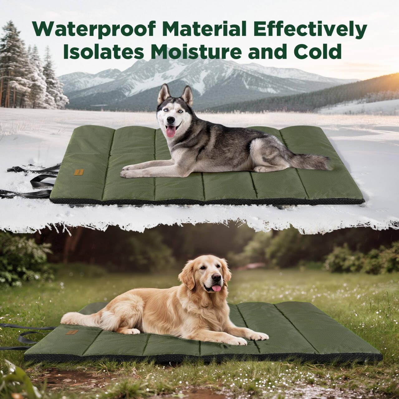 Gimars Upgraded Thickened XL Outdoor Dog Bed with Waterproof Film, Easy to Roll Up with Buckle, Large Travel Pet Bed for Large & Extra Large Dog, Portable, Foldable, Washable for Camping,Traveling
