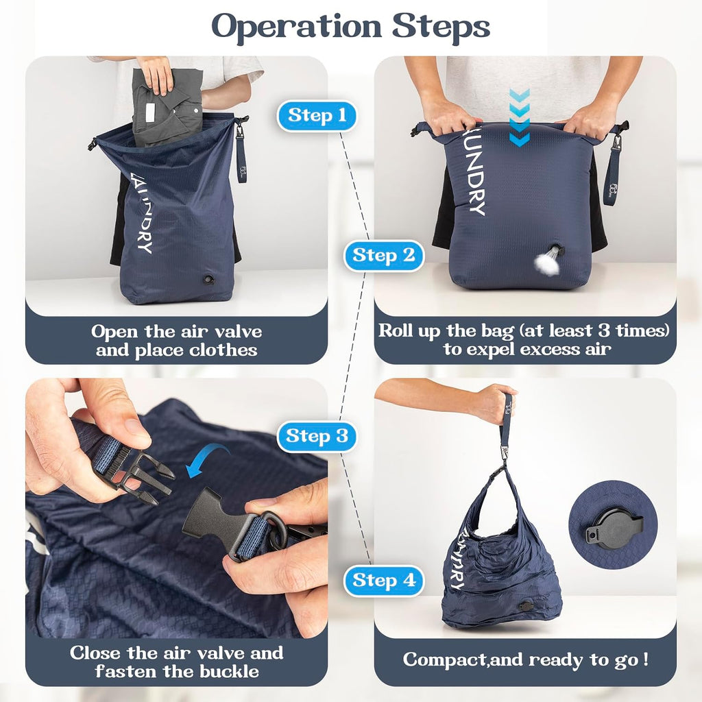 Travel Laundry Bag, Vacuum Compression Dirty Clothes Travel Bag
