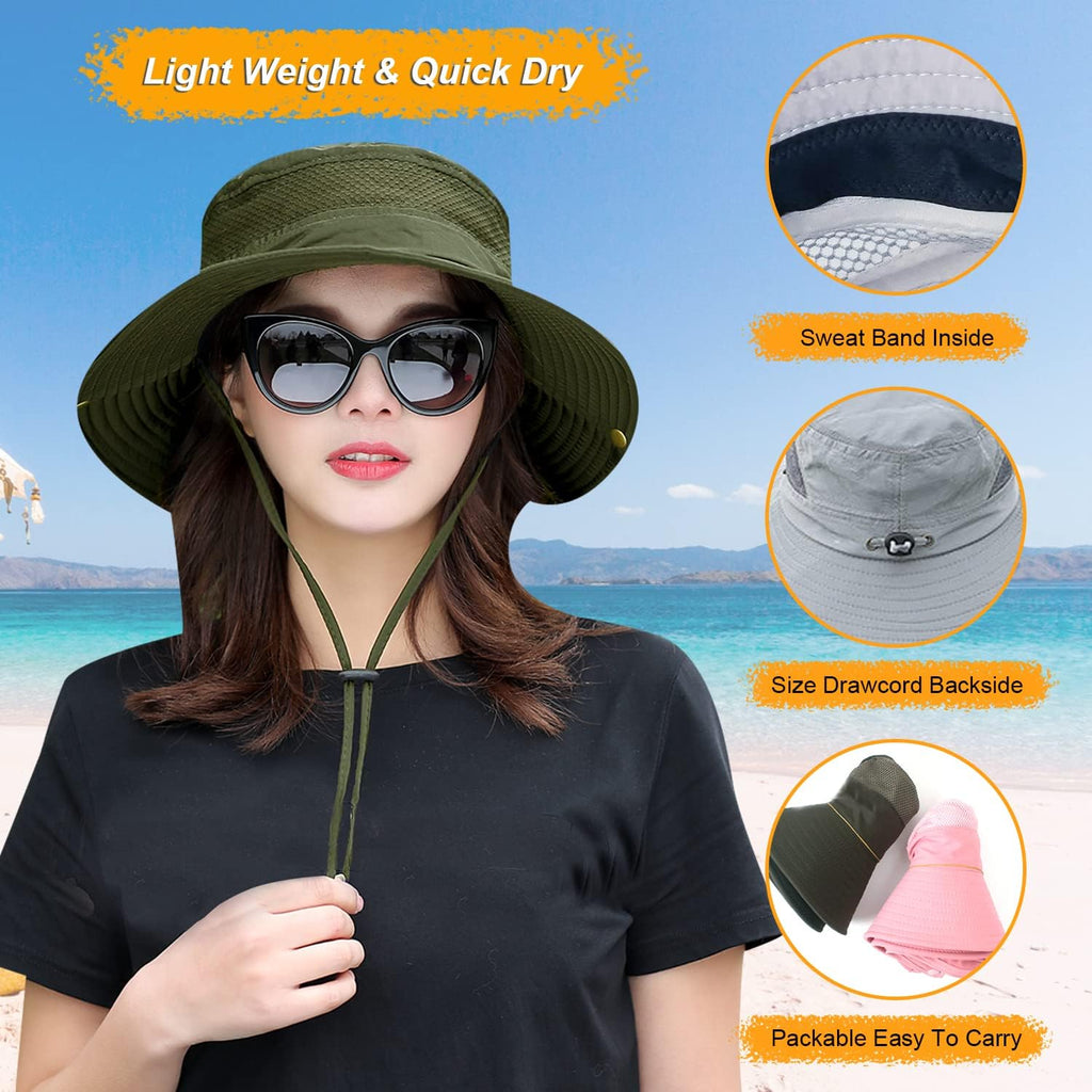 HUAMULAN Wide Brim Sun Hat for Women Men Summer UV Protection Bucket Hats