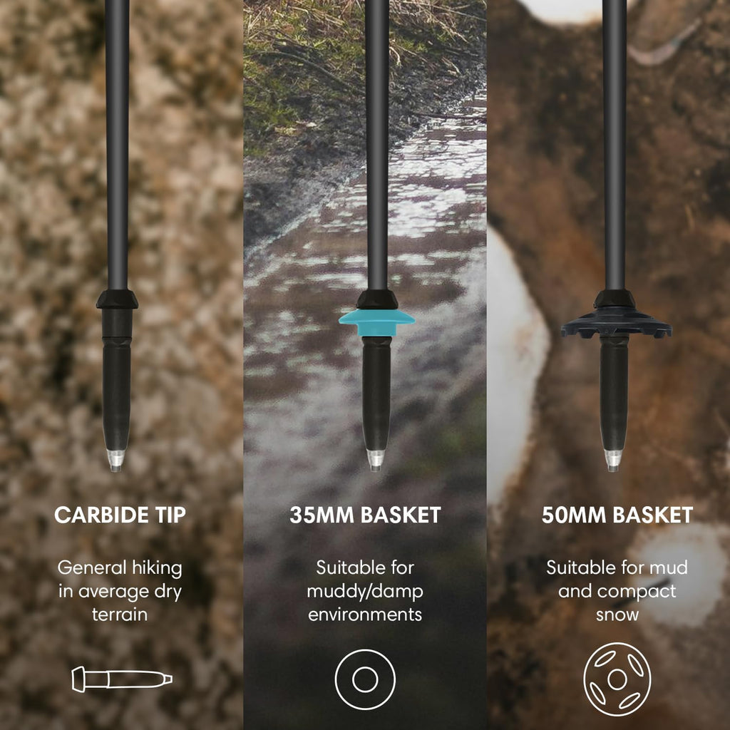 Fizan Ultrax Trekking Poles – Ultralight, Backpacking, Bikepacking, Hiking Trails, Collapsible to 14.5 in, Aluminum or Carbon Fiber
