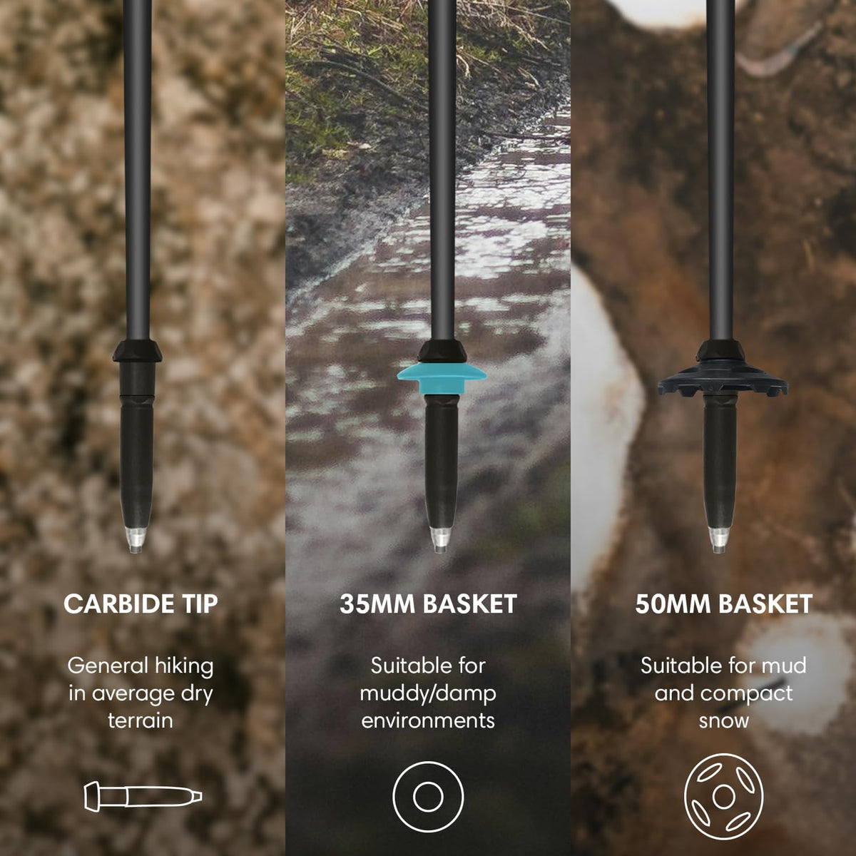 Fizan Ultrax Trekking Poles – Ultralight, Backpacking, Bikepacking, Hiking Trails, Collapsible to 14.5 in, Aluminum or Carbon Fiber