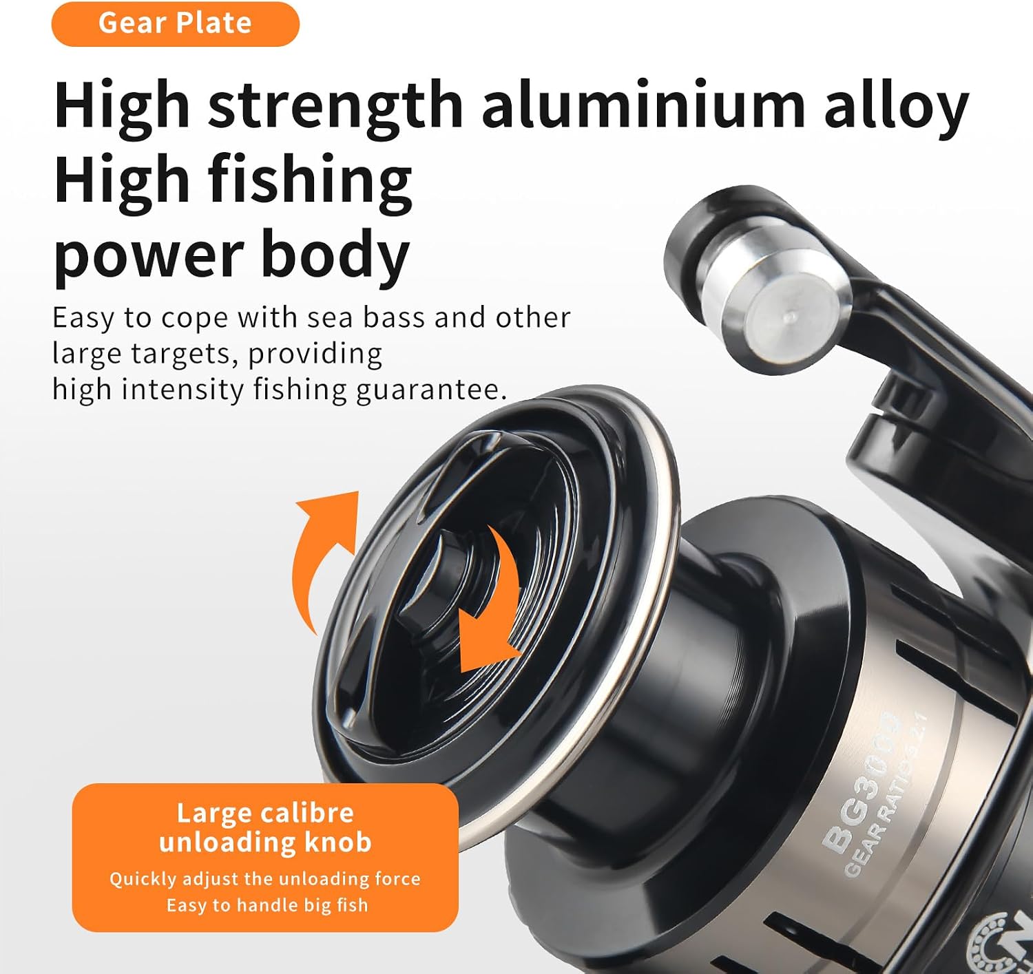 Big Game Surf Spinning Fishing Reel, 44Lbs Max Drag Saltwater Fishing Reels