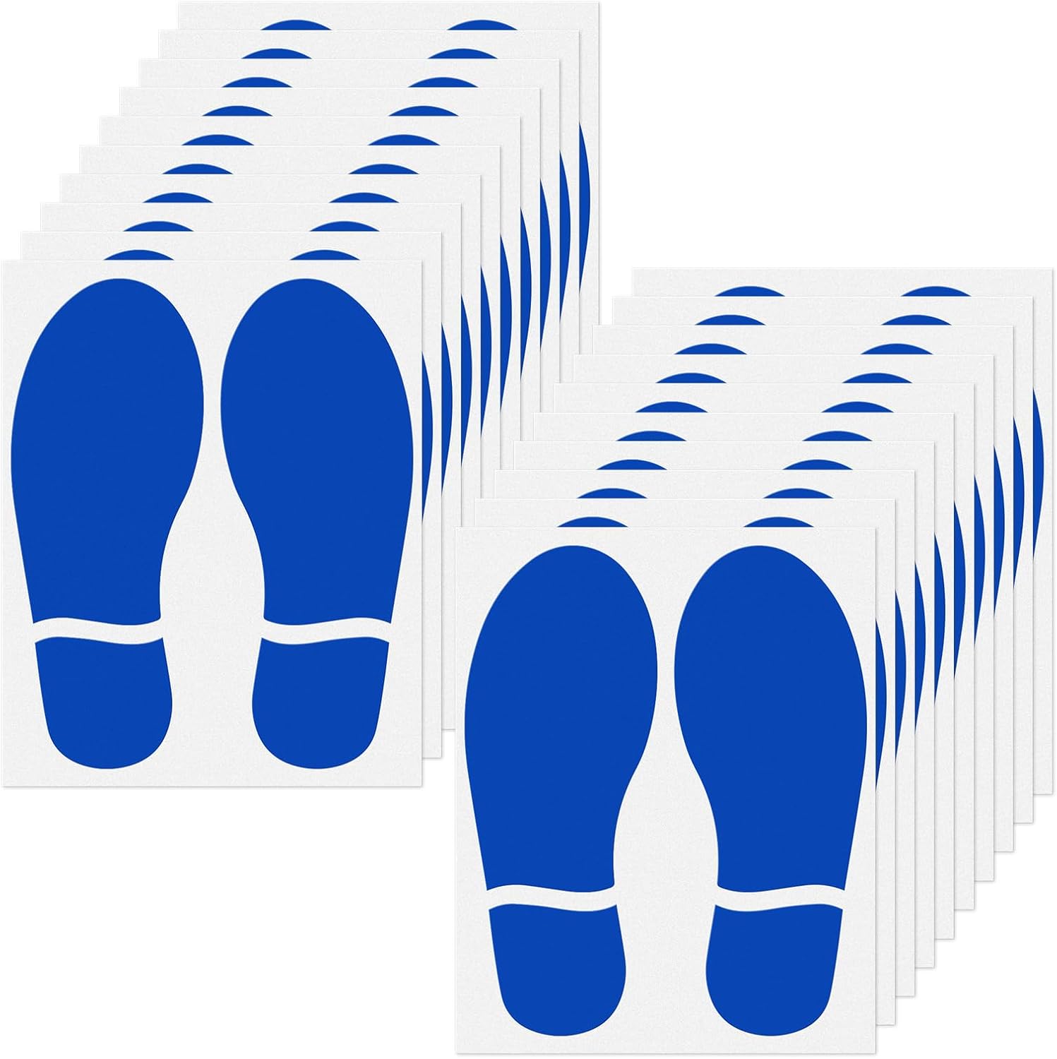 20 Pairs Blue Footprint Stickers 3×7 in Classroom Floor Line Up
