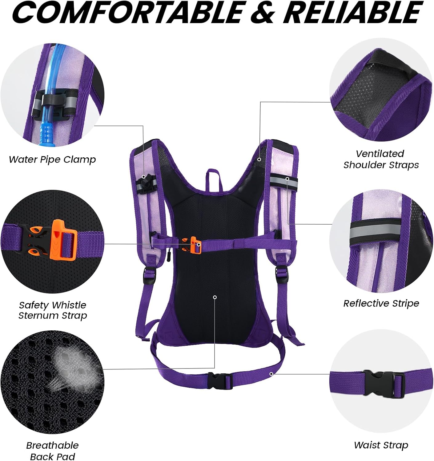 Nepest Hydration Pack Backpack with 2L Water Bladder Reflective Lightweight