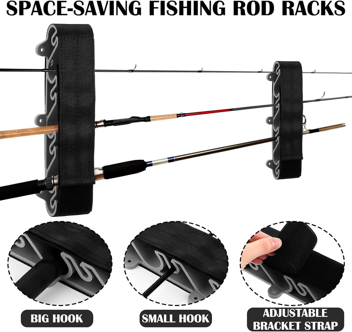 Blueweenly 4 Pcs Vertical Mount Fishing Rod Holders for Boat Vertical Fishing Rod Rack for Storage Pole Strap for Boat Deck