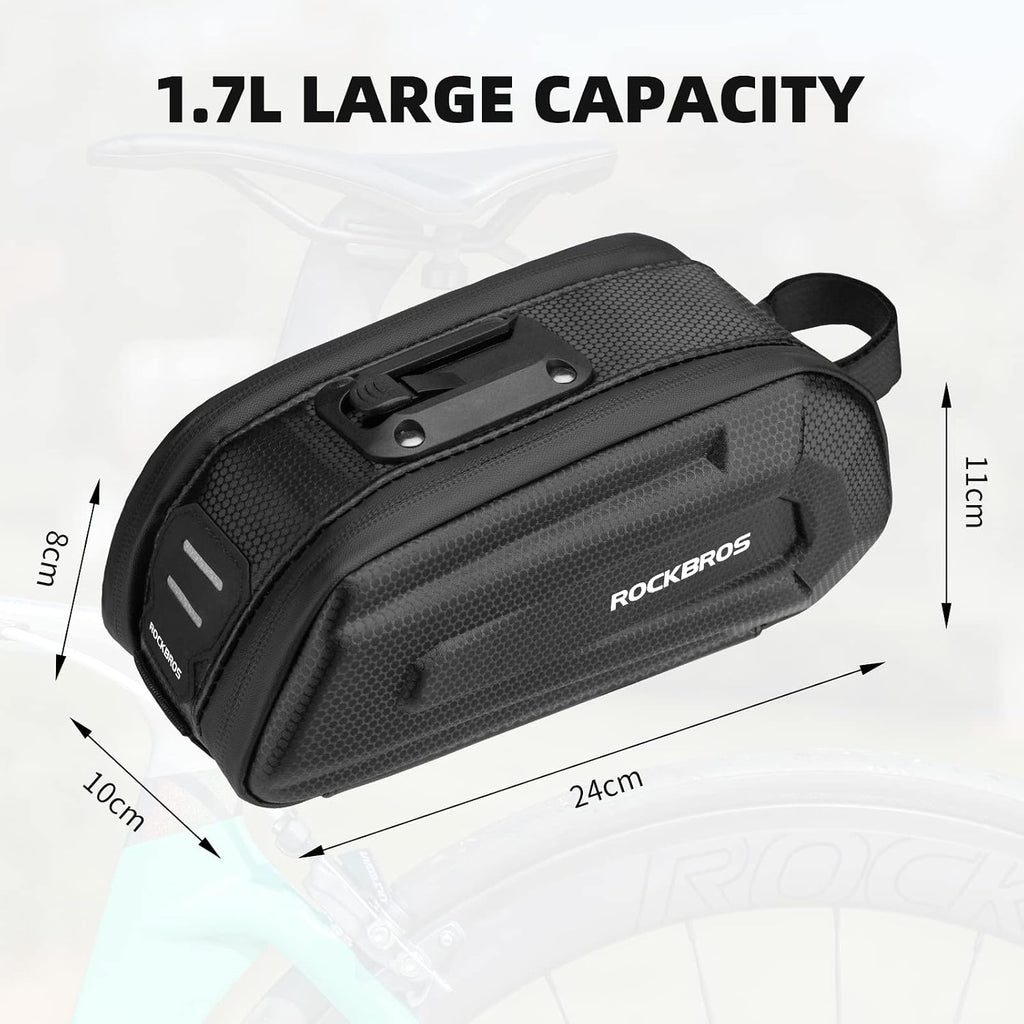 ROCKBROS Bike Saddle Bag Under Seat 3D Hard Shell Bicycle Seat Bag 1.7L