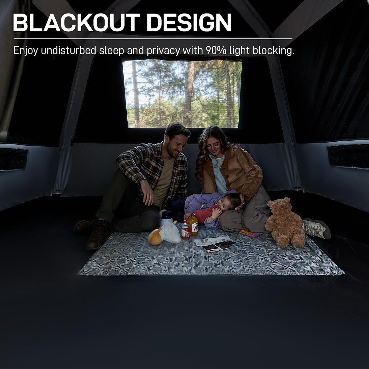 EVER ADVANCED Blackout 6 Person Camping Tent, Instant Cabin Tent for Family with Vestibule and Large Mesh Windows, 60s Easy Setup, Double Layer, Water-Resistant
