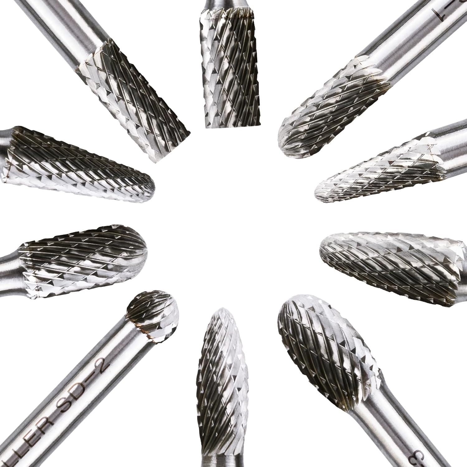CaRoller Carbide Burr Set,1/4" Shank,10PC Double Cut Die Grinder RotaryTool