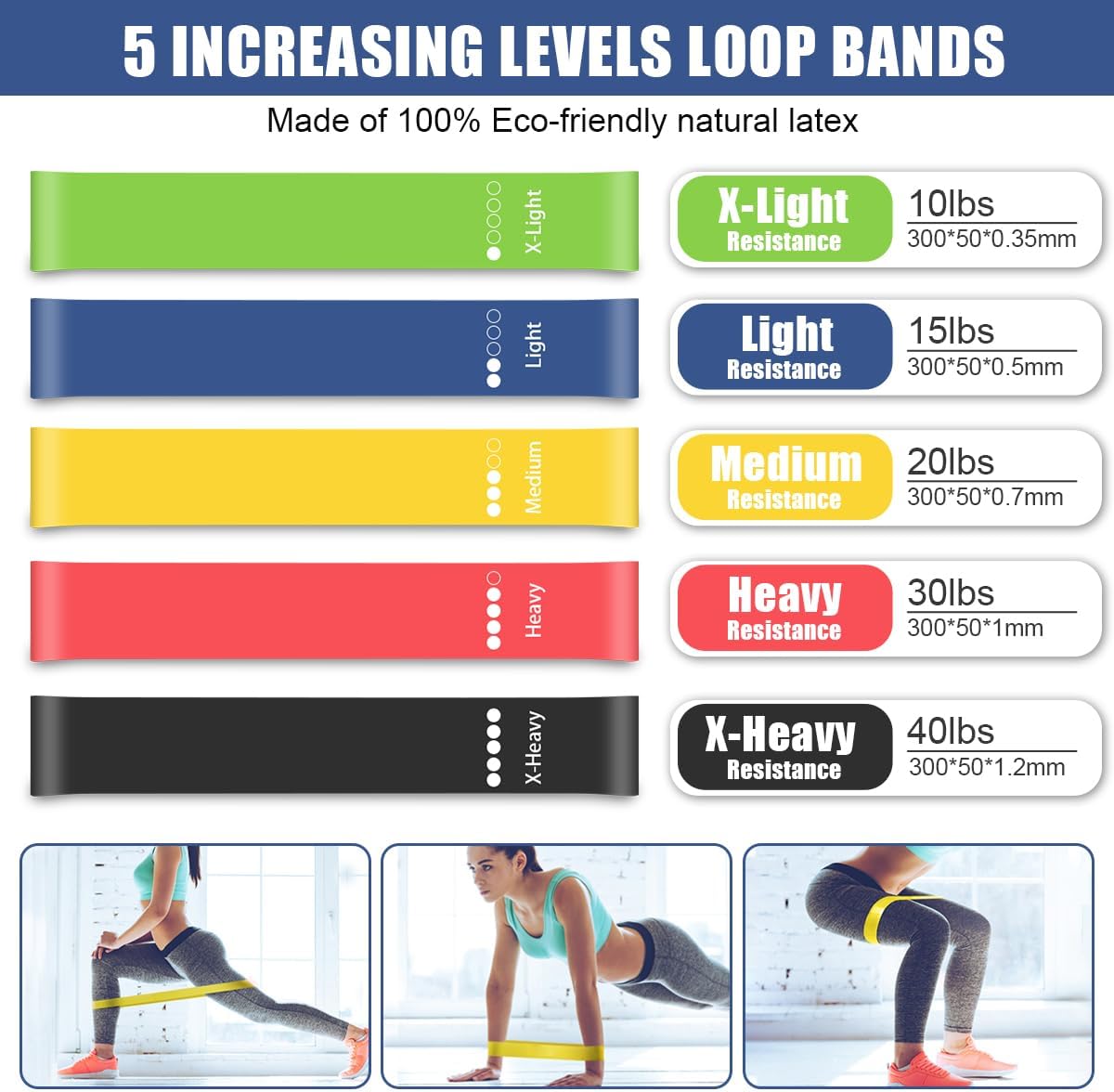 TAIMASI 23Pcs Stackable Resistance Bands Set with Handles Up to 150 Lbs