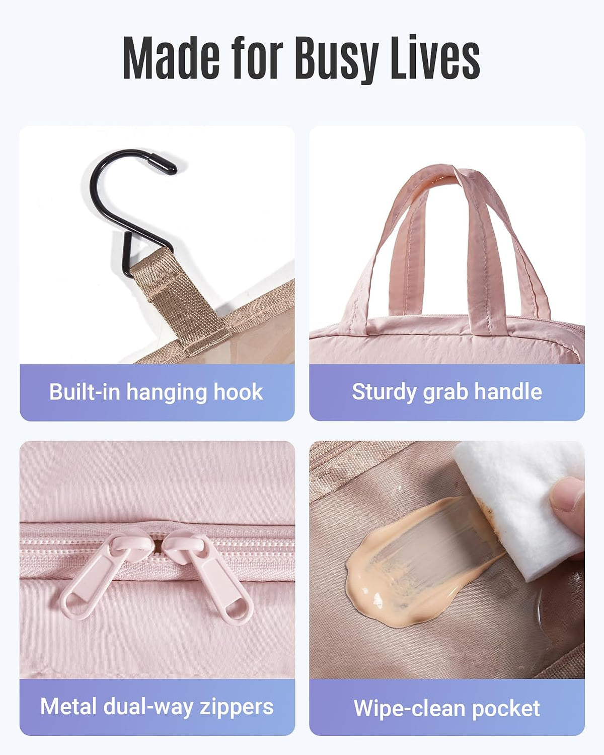 LIGHT FLIGHT Travel Toiletry Bag - Hanging Makeup Organizer for Women & Men