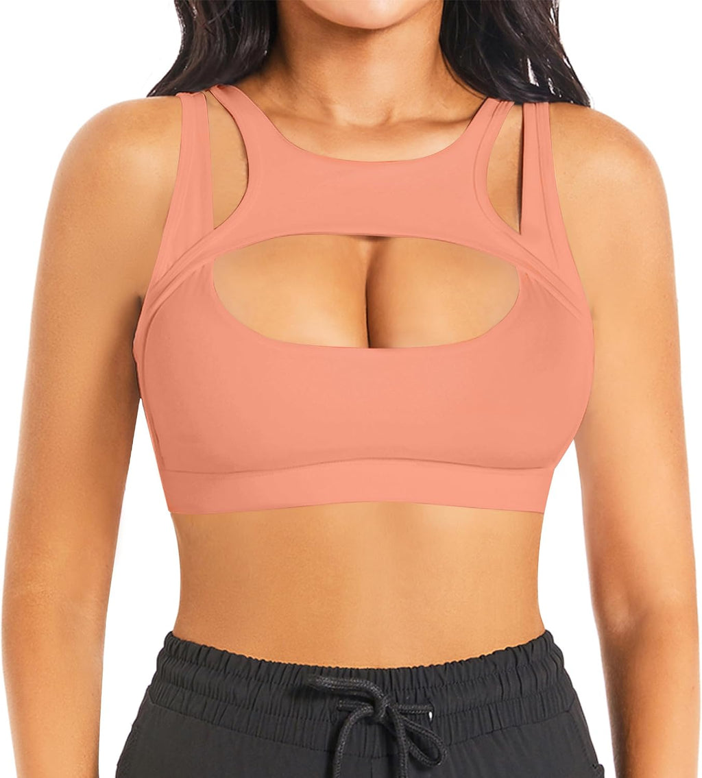 Betaven Push up Sports Bra for Women Sexy Hollow Crop Tops with Removable Cups Workout Fitness Yoga Bra Medium Support