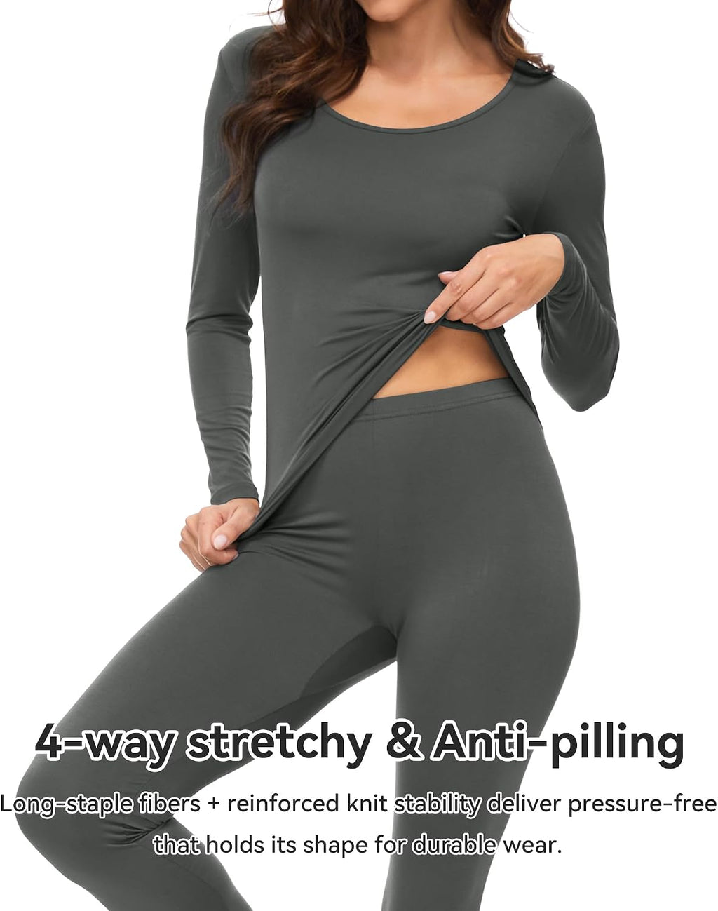 WiWi Soft Underwear for Women Thermal Long Johns Sets Super Warm Base Layer Top Pants Pajamas Set Viscose from Bamboo S-3X