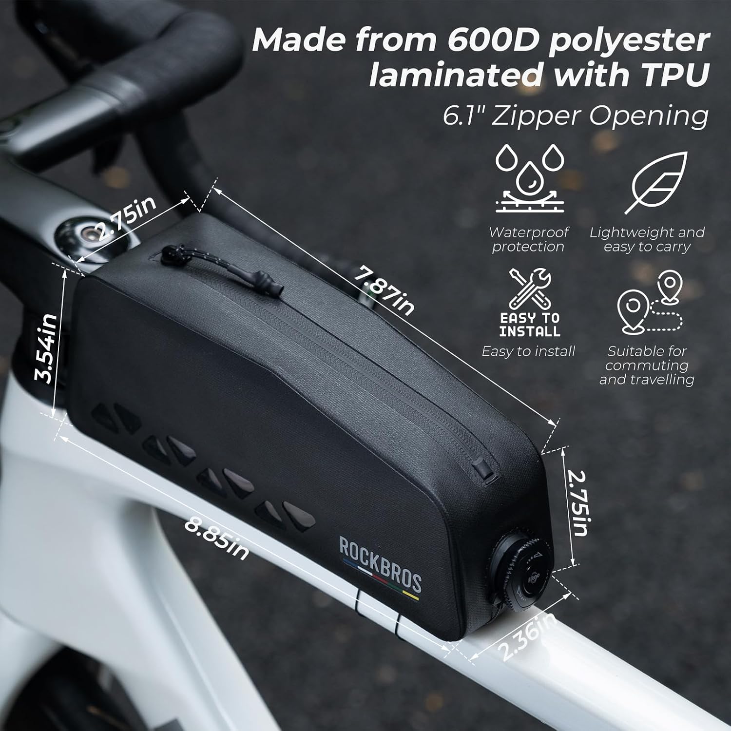 ROCKBROS Top Tube Bike Bag Waterproof Buckle Lock Design Lightweight