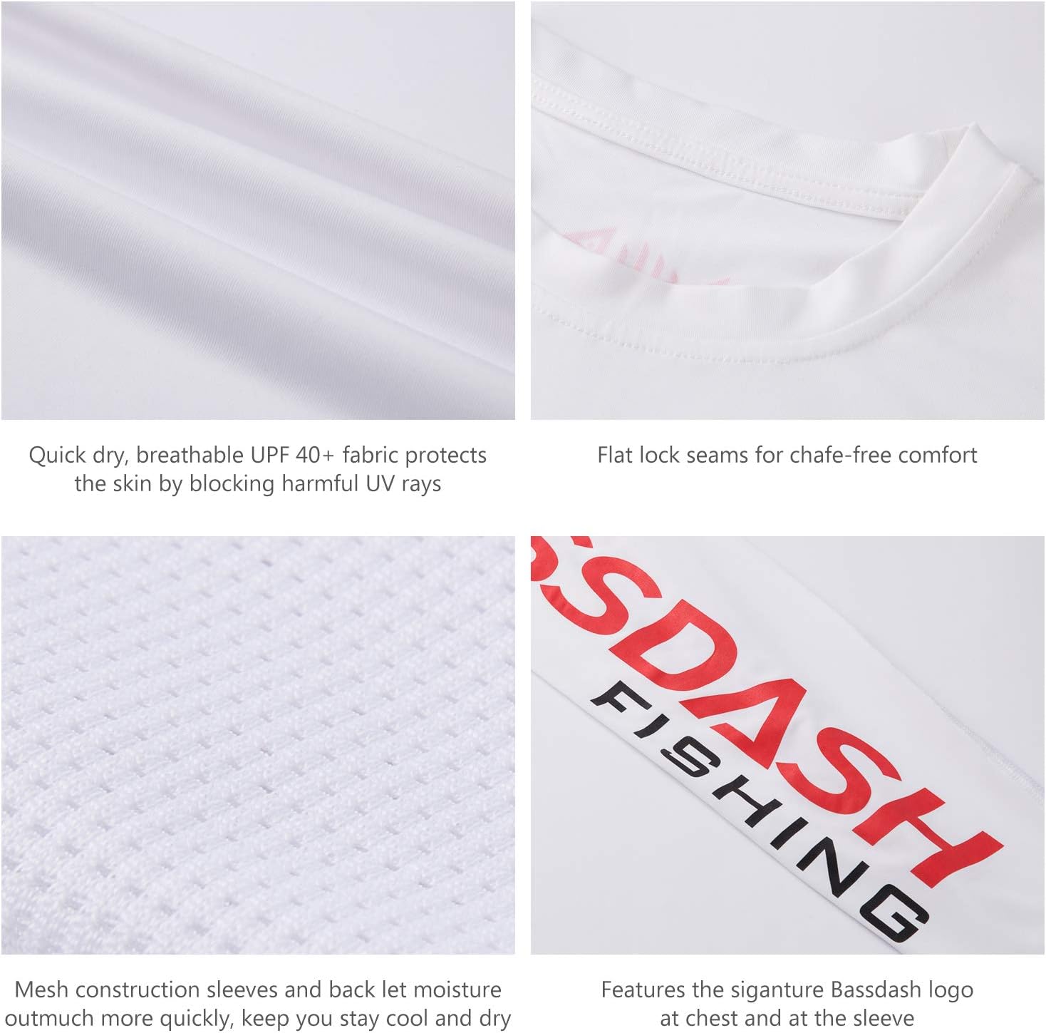 BASSDASH Fishing T Shirts for Men UV Sun Protection UPF 50+ Long Sleeve Tee T-Shirt