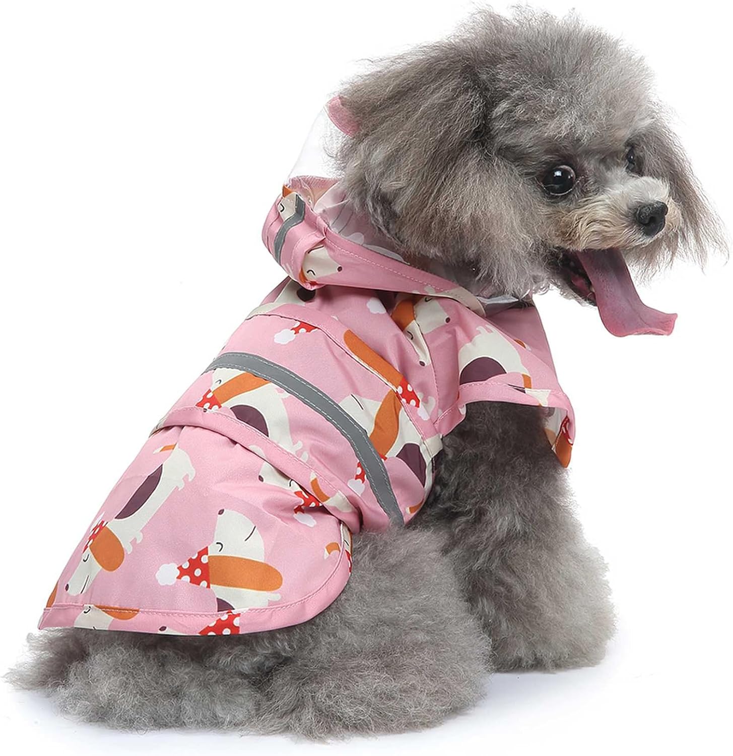 Dog Raincoat Hooded Reflective Waterproof Slicker Poncho