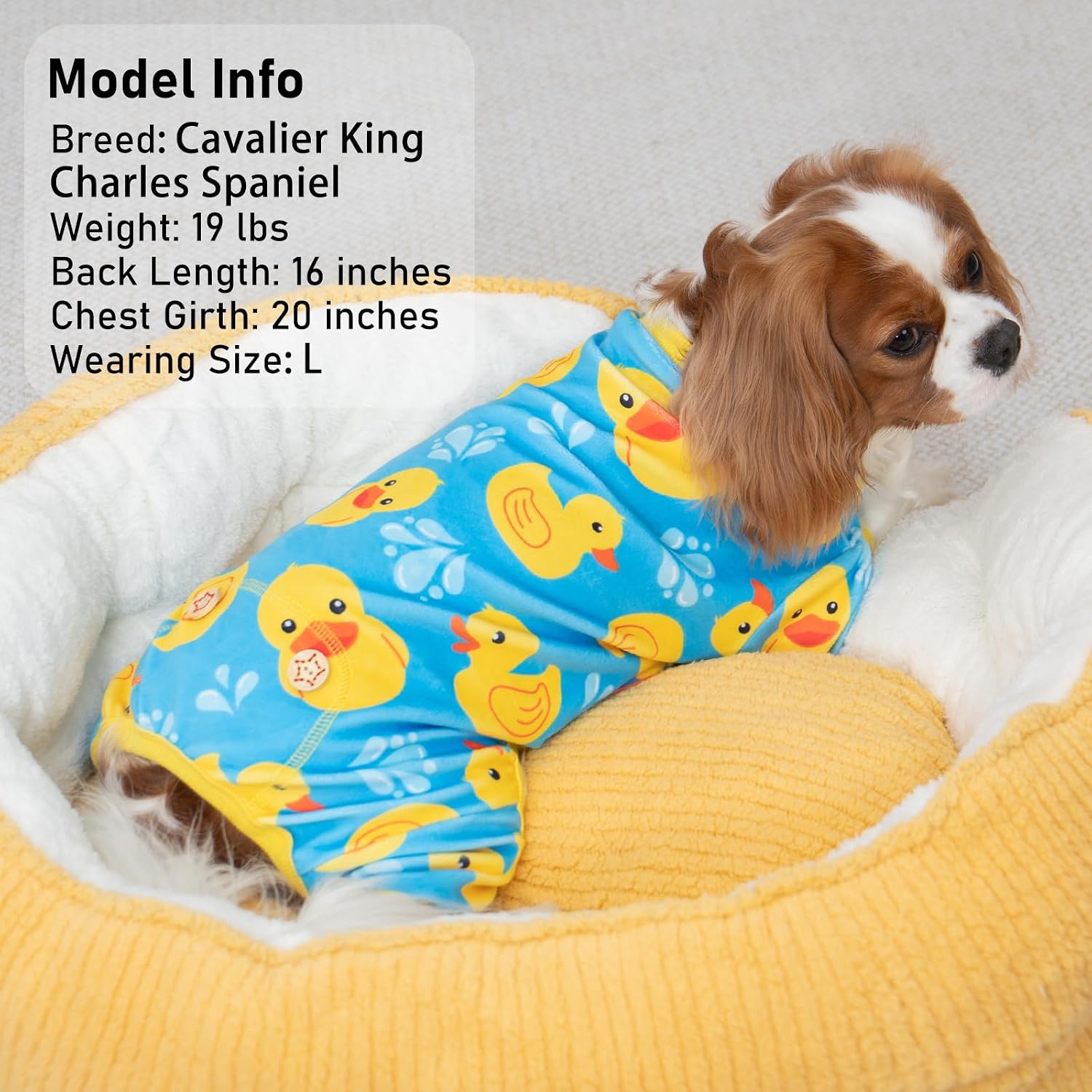 KYEESE Velvet Dog Pajamas for Small Dogs Soft Onesie Shirt, Rubber Duck