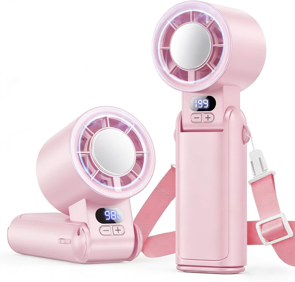 Portable Handheld Turbo Fan, 1-199 Speed Adjustable, Pink