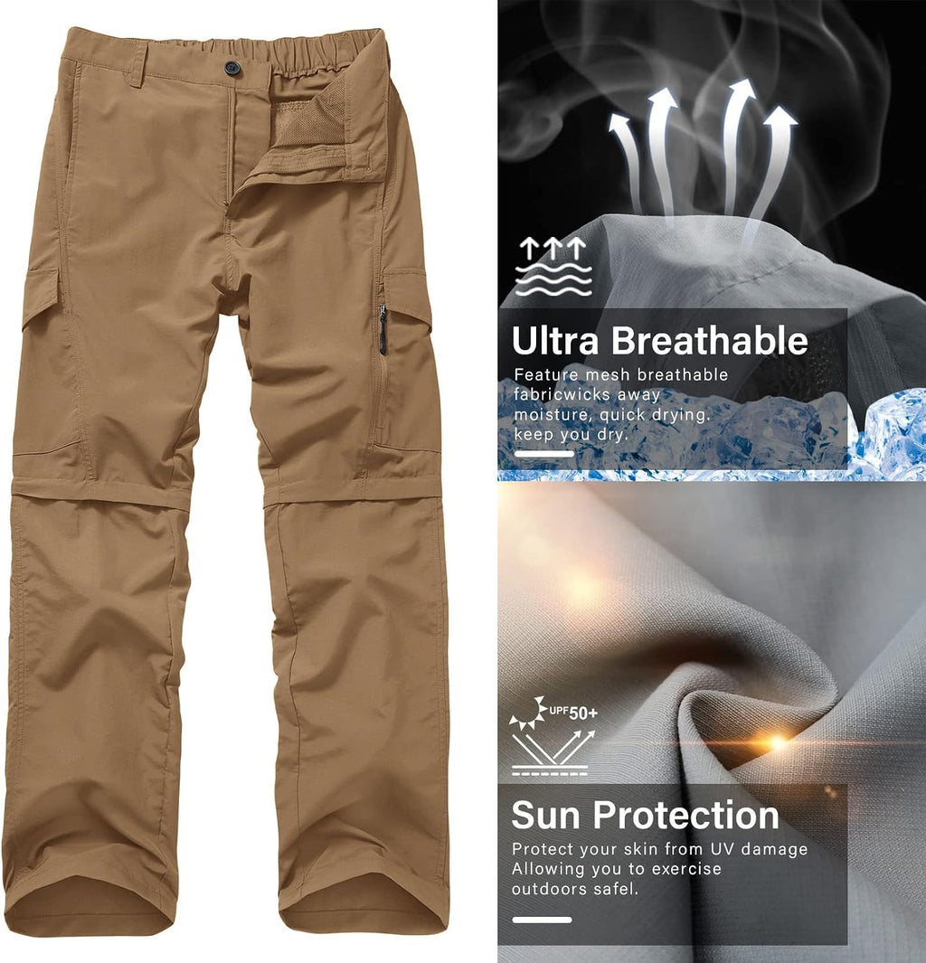 linlon Boy Scout Pants Hiking Mens Convertible Zip Off Safari Fishing
