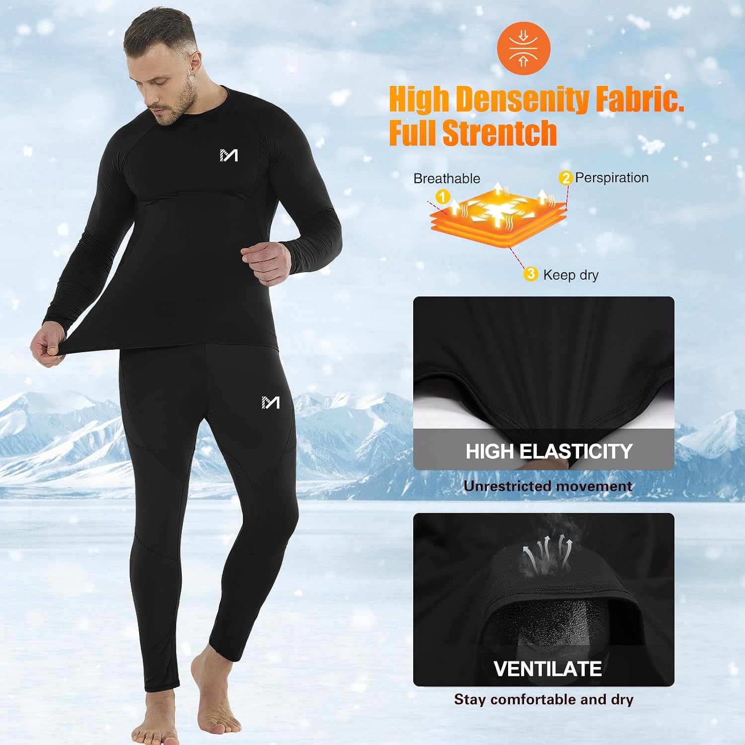 MEETYOO mens Men's Thermal Underwear Set Sport Long Johns Base Layer
