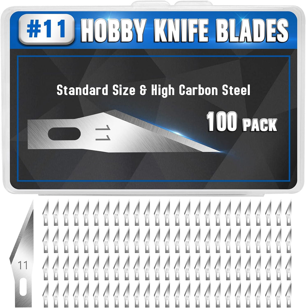 DIYSELF 100 Pack Hobby Knife Blades #18, Carbon Steel Chisel Blades