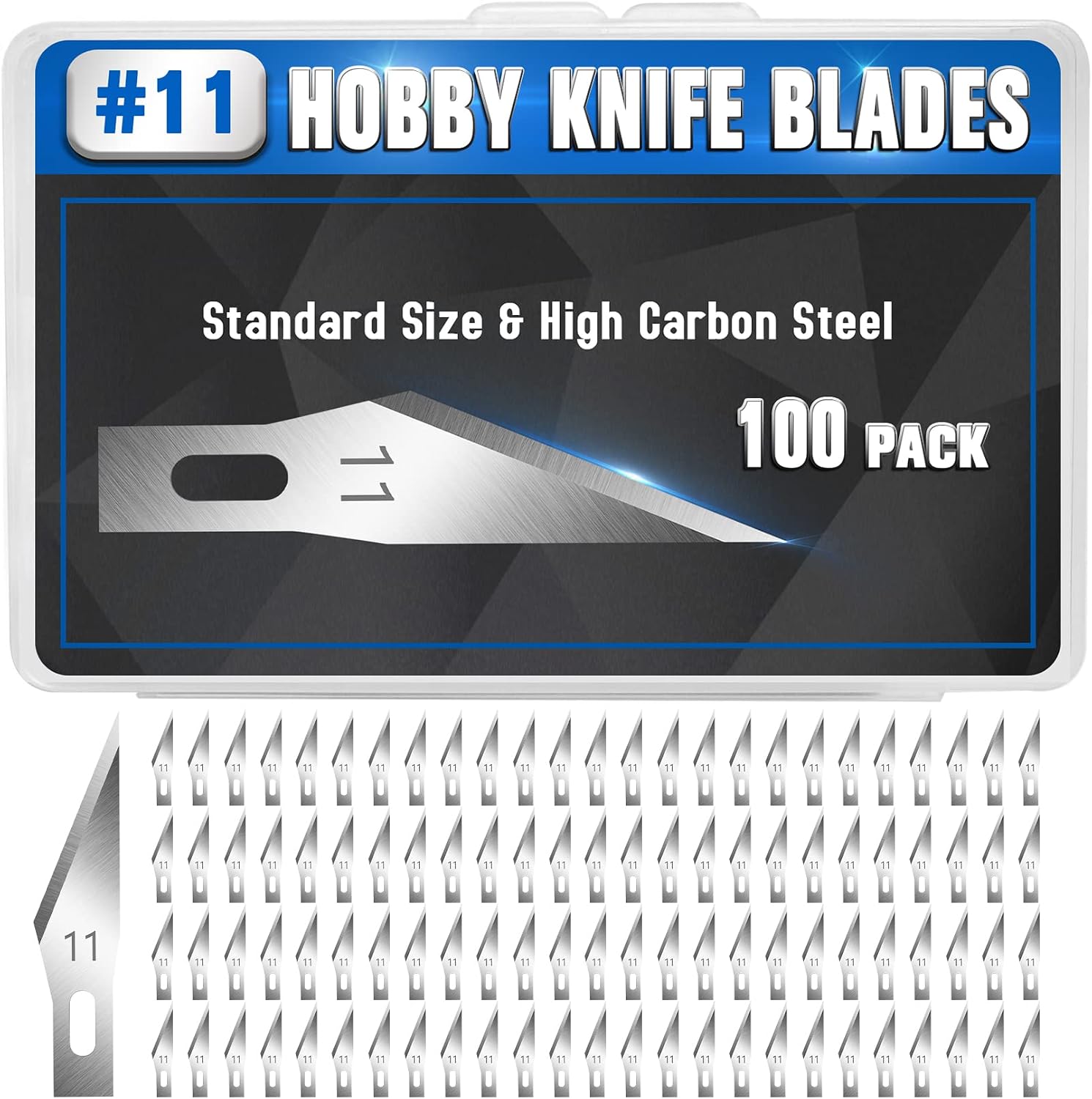 DIYSELF 100 Pack Hobby Knife Blades #18, Carbon Steel Chisel Blades