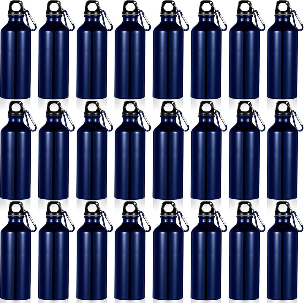 24 Pcs Aluminum Water Bottle 17oz Aluminum Reusable Bottles with Clips Sports Lightweight Water Multipack Easy Carry Leakproof Travel for Gym Hiking Cycling Sports Outdoor(Dark Blue)