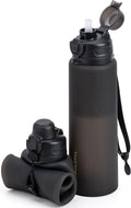 TakeToday Collapsible Water Bottles 32oz, Foldable Travel Water Bottle, BPA Free, Silicone Water Bottle Leakproof for Hiking, International Travel, Outdoors