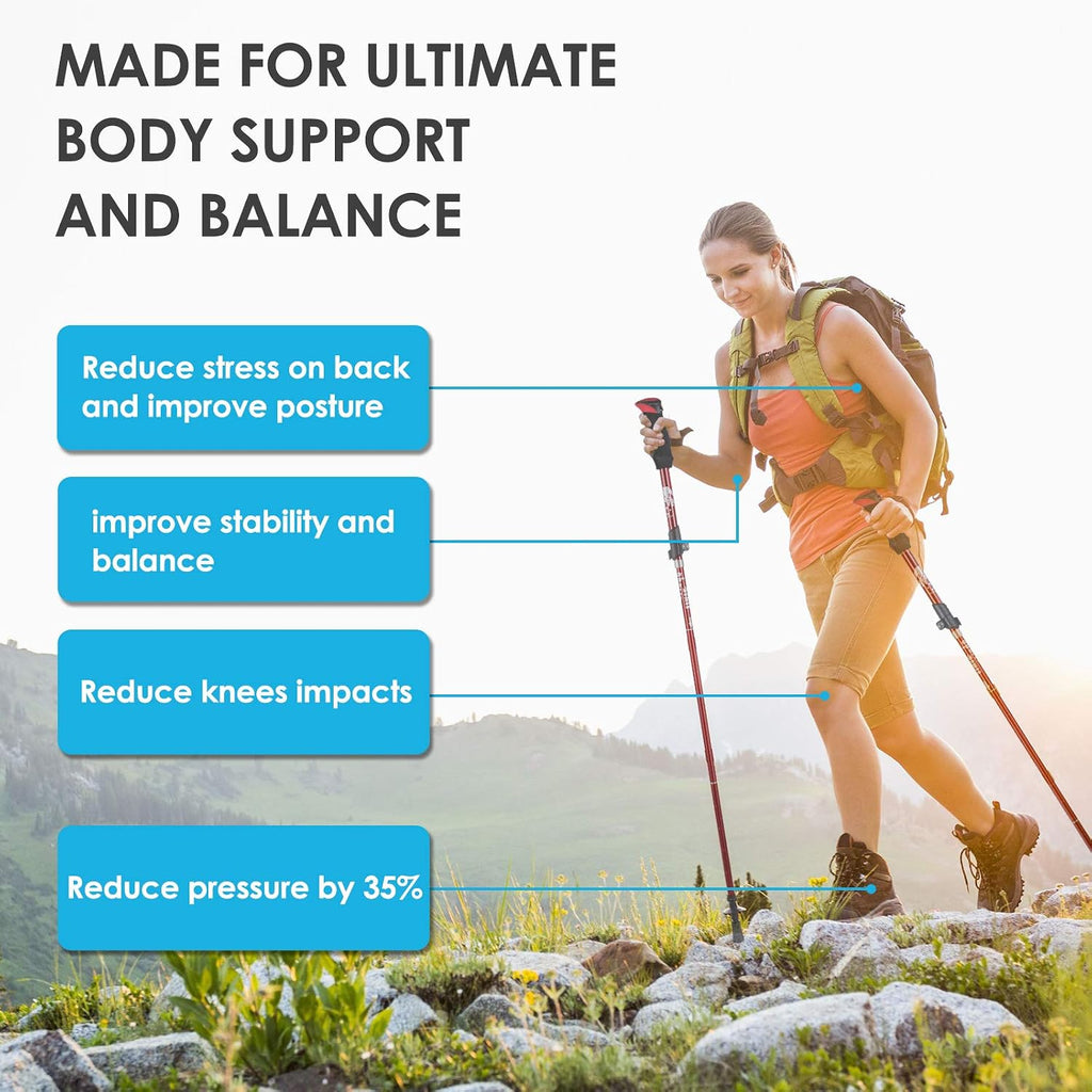 Trekking Poles Collapsible Hiking Poles - Lightweight Aircraft-Grade Aluminum Adjustable Hiking Sticks with Quick Lock System, Ultralight Walking Sticks for Women, Men & Seniors