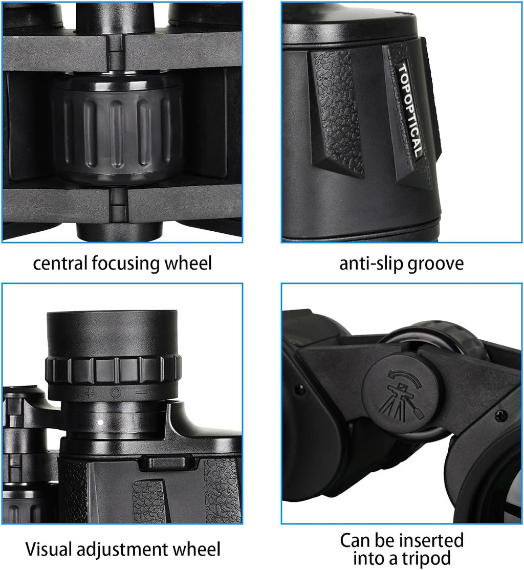 10x50 Binoculars for Adults and Teen, High Powered Professional Binoculars with 26mm Large Eyepiece, BAK4 Prism & FMC Lens, Suitable for Bird Watching, Hunting, Travel, Stargazing and Sport Games