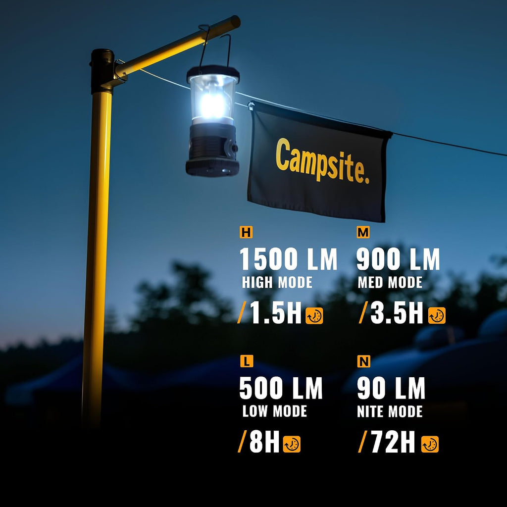 innofox LED Camping Lantern, 1500 LM Lanterns for Power Outages with 4 D Batteries Included, Battery Powered Lantern Flashlight with 4 Light Modes, Weatherproof Tent Light for Storms and Hurricanes
