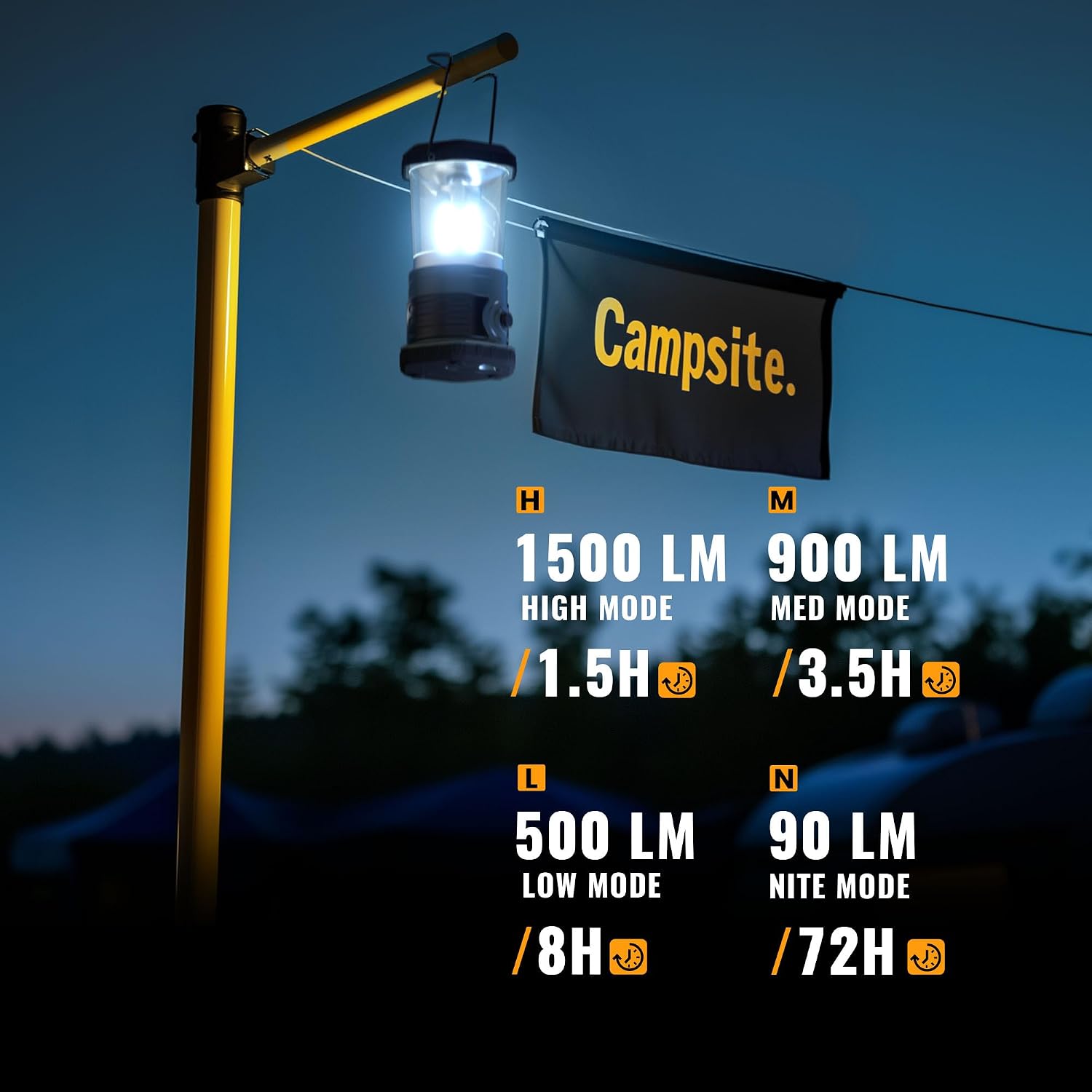 innofox LED Camping Lantern, 1500 LM Lanterns for Power Outages with 4 D Batteries Included, Battery Powered Lantern Flashlight with 4 Light Modes, Weatherproof Tent Light for Storms and Hurricanes
