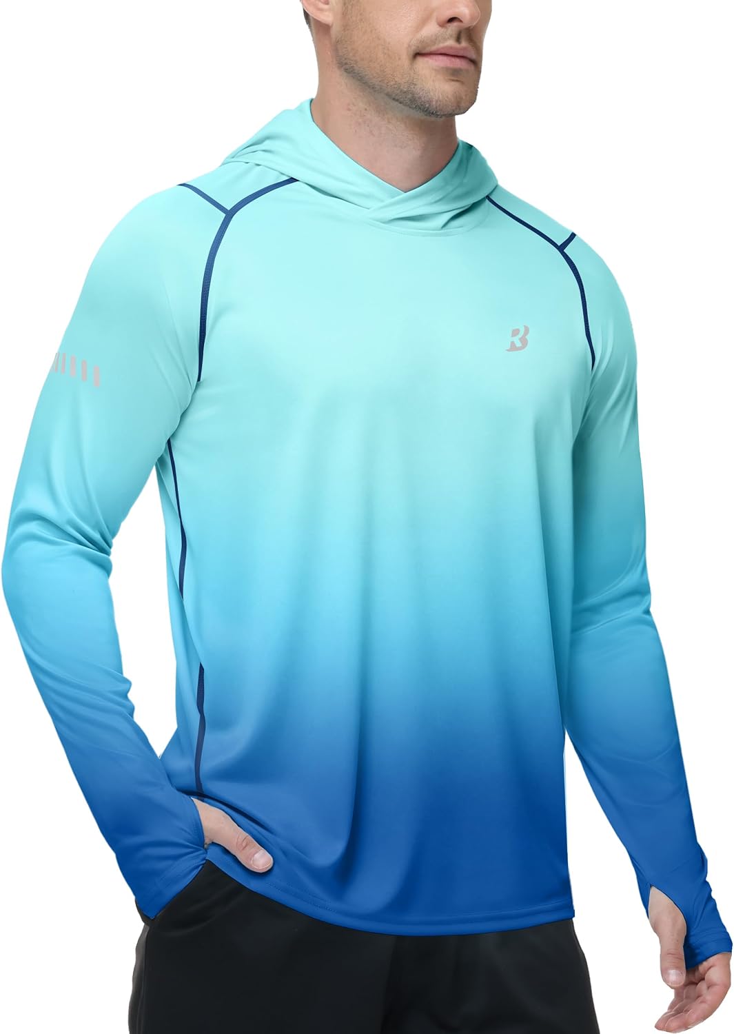 Roadbox Men's UPF 50+ Sun Hoodie, UV Long Sleeve Fishing Shirts Rash Guard